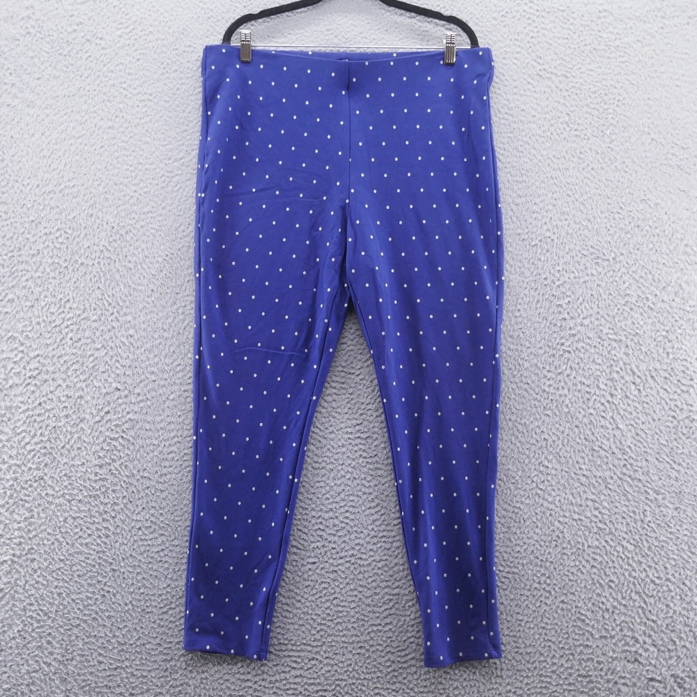 Chicos Women Blue Polka Dot Leggings Slim Leg Ponte Pants Size 3 US 16